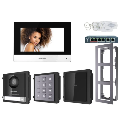 Zestaw wideodomofonowy IP Hikvision FullHD DS-KD8003-IME1 z Monitorem  czytnik zbliżeniowy i szyfrator