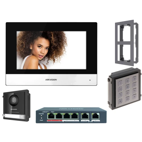 Zestaw wideodomofonowy IP Hikvision FullHD z klawiaturą DS-KD-KP z Monitorem i akcesoria Natynkowy