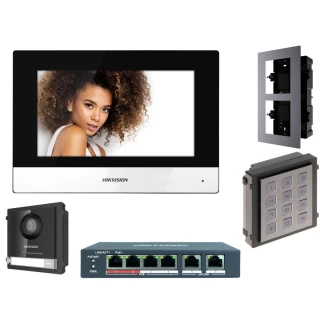 Zestaw wideodomofonowy IP Hikvision FullHD z klawiaturą DS-KD-KP z Monitorem i akcesoria Podtynkowy