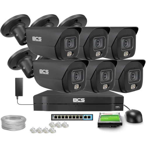 Zestawy do monitoringu IP 6x BCS-L-TIP28FCR5L5-Ai1-G 8Mpx, WhiteLight 50m, WDR120dB, NightColor