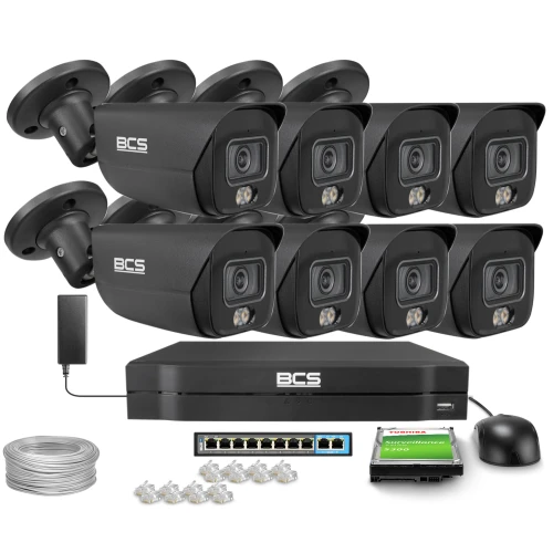 Zestawy do monitoringu IP 8x BCS-L-TIP28FCR5L5-Ai1-G 8Mpx, WhiteLight 50m, WDR120dB, NightColor