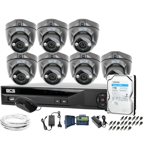 ZM11955 7 kamer monitoringu BCS BCS-DMQE1500IR3-G + Rejestrator BCS-XVR08014KE-II 1TB