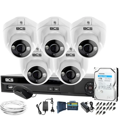ZM11975 Monitoring BCS 5 kamer BCS-DMQE1500IR3-B BCS-XVR08014KE-II 1TB