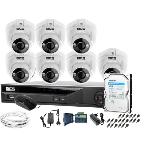 ZM11977 7 kamer monitoringu BCS BCS-DMQE1500IR3-B + Rejestrator BCS-XVR08014KE-II 1TB